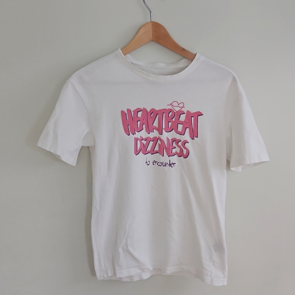 White Graphic T-Shirt with Pink Print